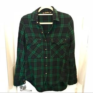 Zara green flannel button down top
